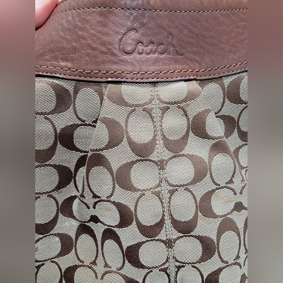 Coach Hobo Bag Buckle Pleated Brown Monogram Signature Handbag Purse - Picture 4 of 15